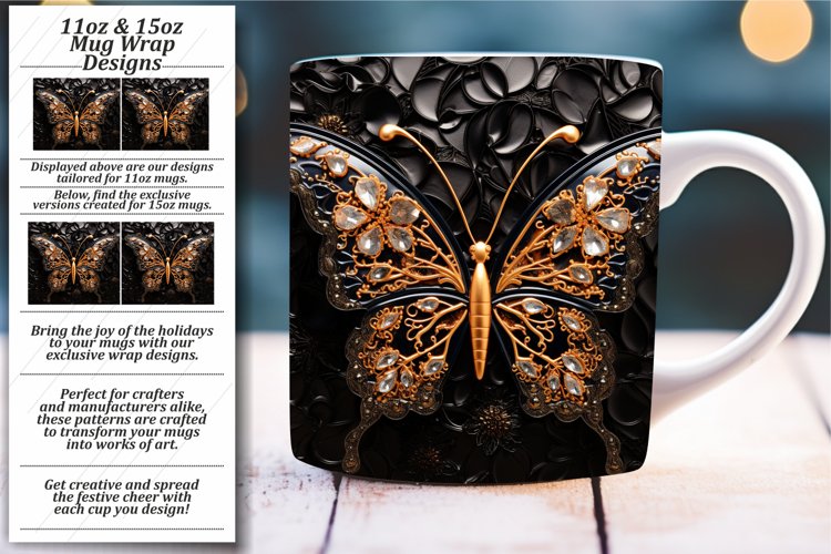 Butterfly Fantasy: 3D Mug Wrap 11oz 15oz example image 1