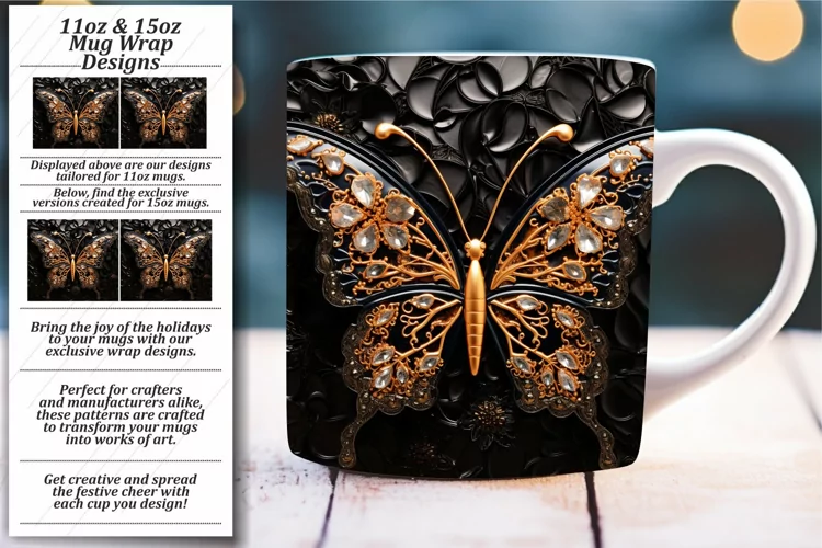 Butterfly Fantasy: 3D Mug Wrap 11oz 15oz