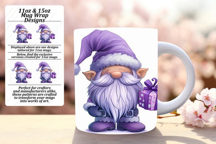 Gnome Winter Mug Wrap 11oz/15oz Watercolor Sublimation