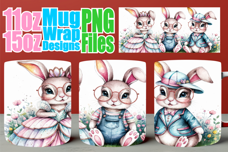 Charming scenes sublimation print wrap, Easter Bunny