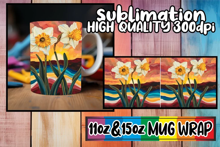 Floral Nostalgia: Retro Mug Wrap Sublimation