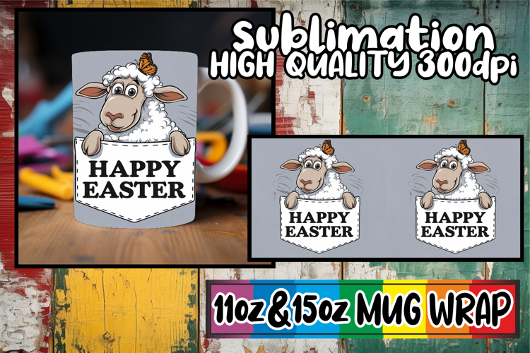 Dreamy vibes 11oz 15oz sublimation wrap, Easter Animals