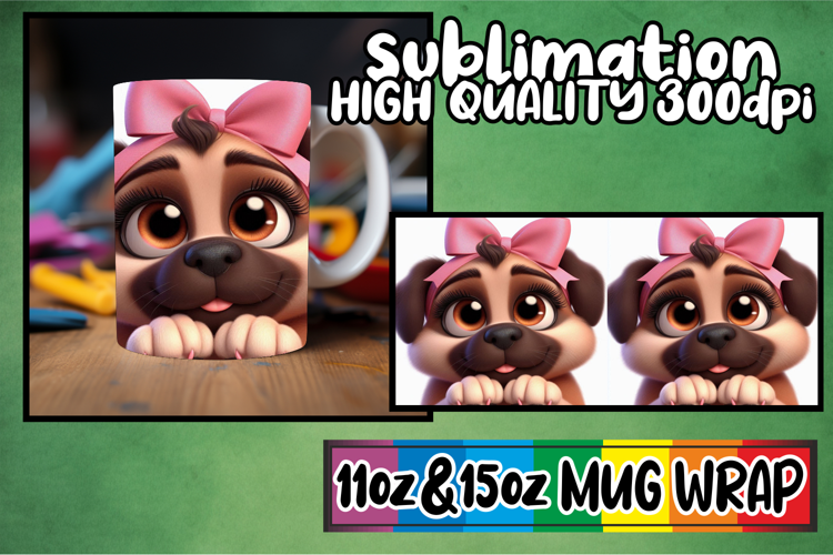 Sweet vibes 11oz 15oz sublimation wrap, 3D Dog