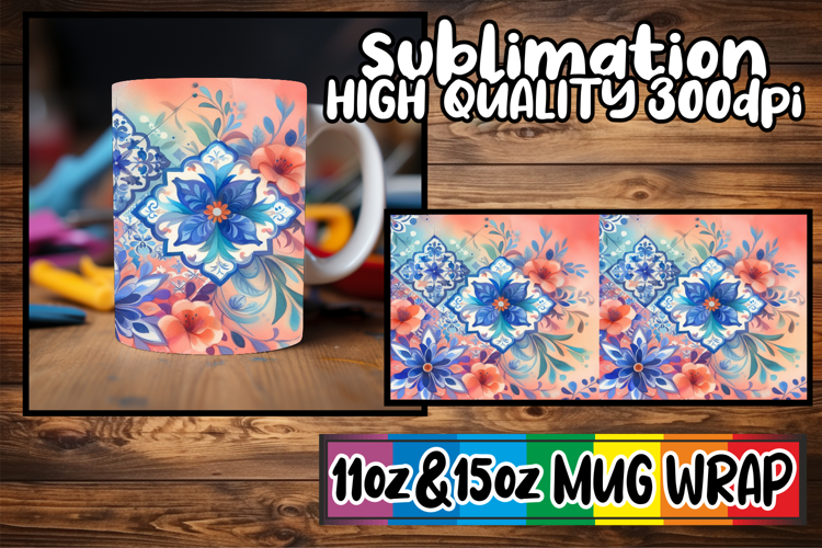 Gentle warmth 11oz 15oz mug wrap, Watercolor Pattern