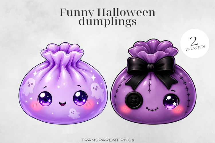 Cute Halloween Dumpling Clipart 2 PNGs