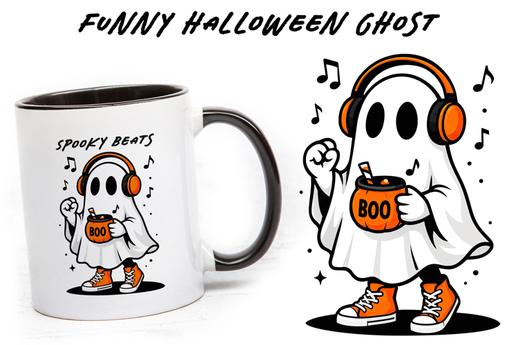 Funny ghost clipart, Halloween Sublimation PNG.