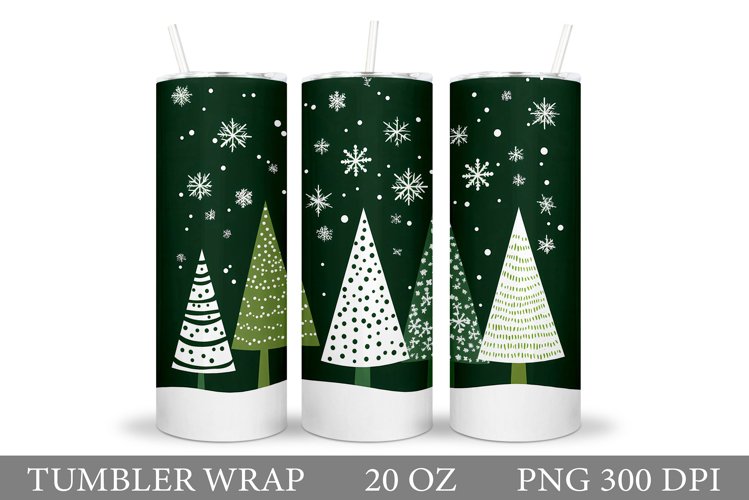 Christmas Tree Tumbler Design. Christmas Tree Sublimation example image 1