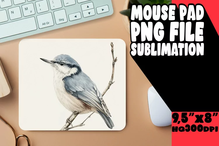 Springtime Bird Mouse Pad Watercolor