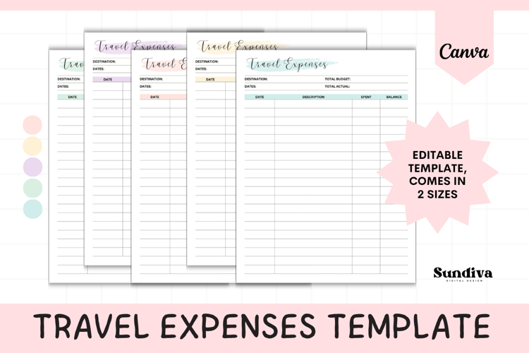 Travel Expenses Editable Template 2 | Travel Planner