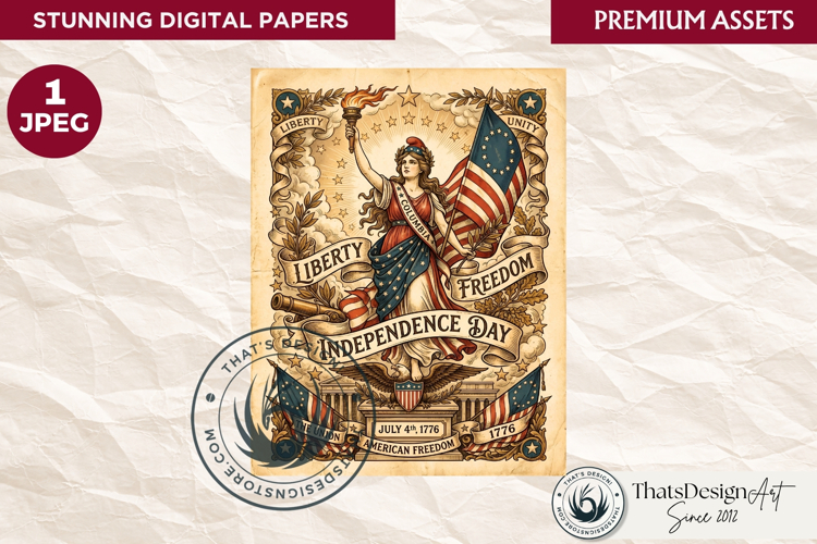 Patriotic Vintage 4th of July Junk Journal digital paper