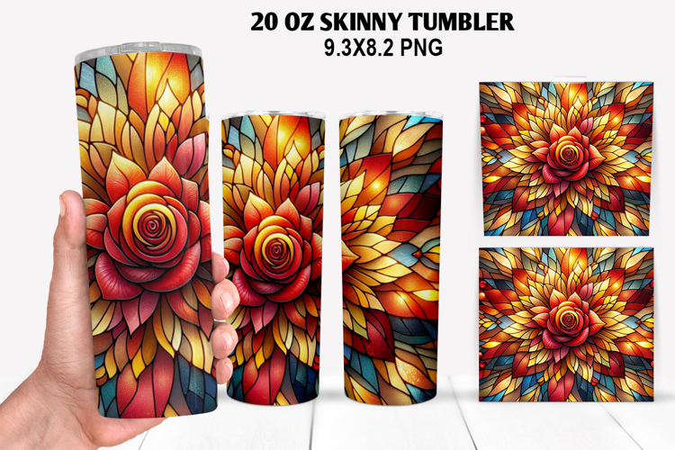 Flower Skinny Tumbler 20oz Wrap Design, Flowers Tumble PNG