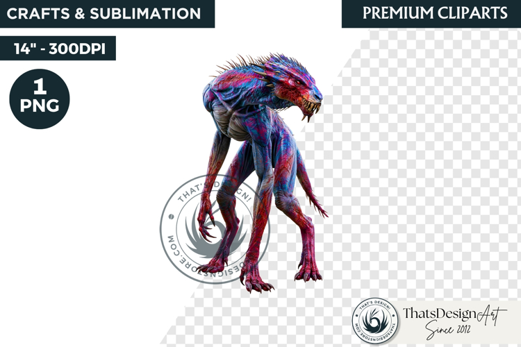 Halloween Acid Monster Clipart PNG Neon Fantasy Character
