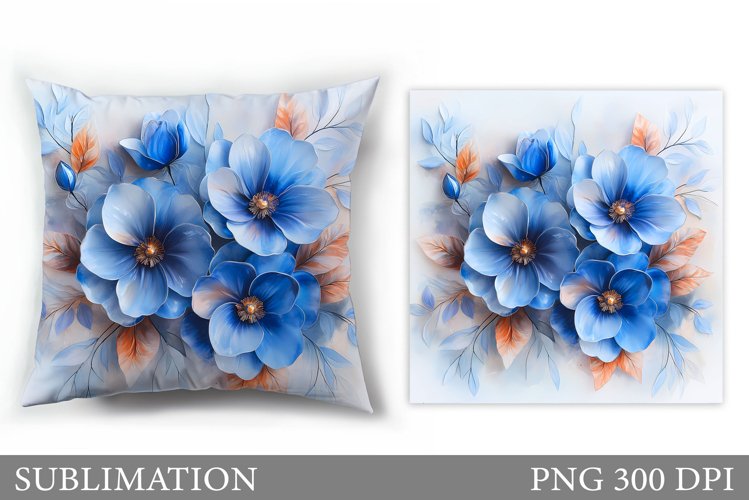 3D Flowers Pillow Design. Floral Sublimation example image 1