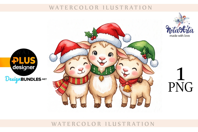 Christmas Goat in Watercolor Style
