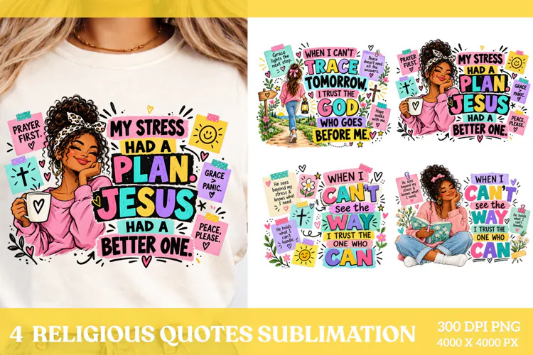4 Religious Quotes Sublimation PNG