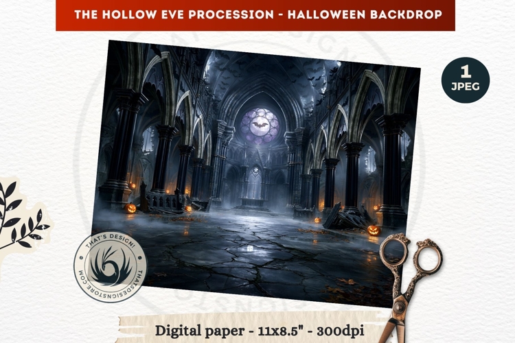 Gothic Halloween background - Hollow Eve Procession Backdrop