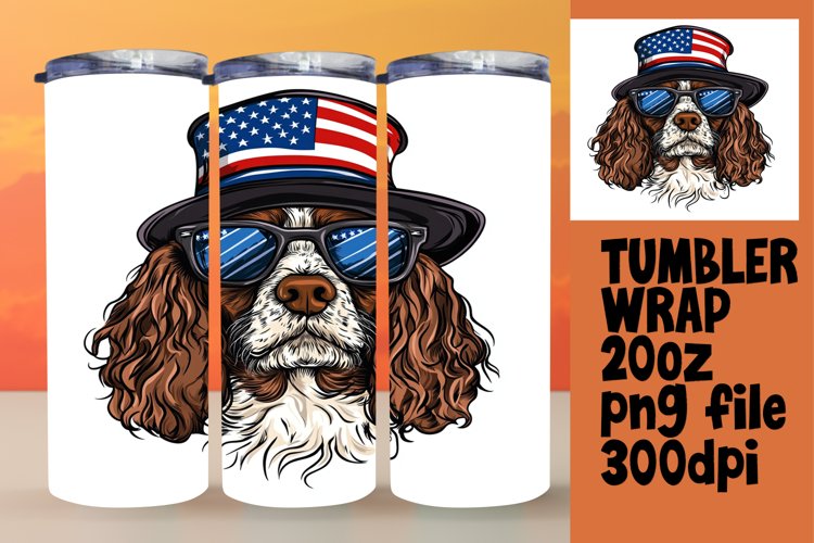 Tumbler Wrap Dog with American Flag Design