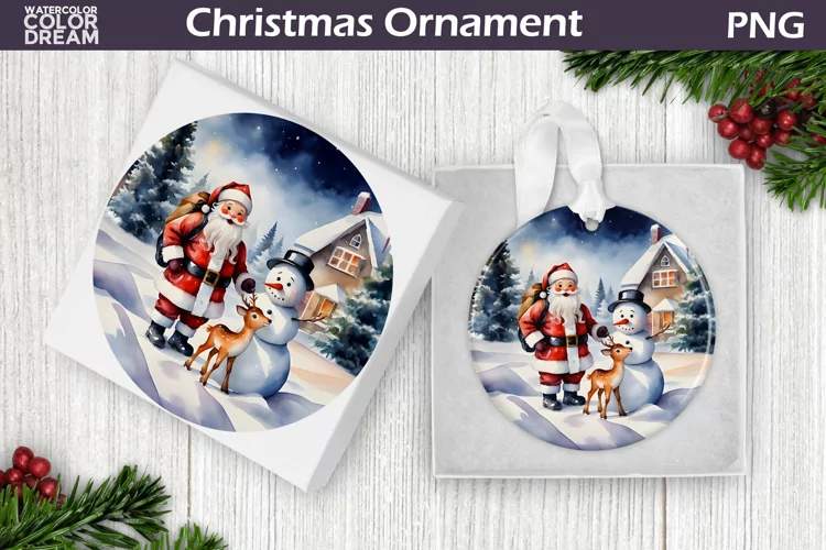 Vintage Santa Deer Ornament | Christmas Snowman Ornament