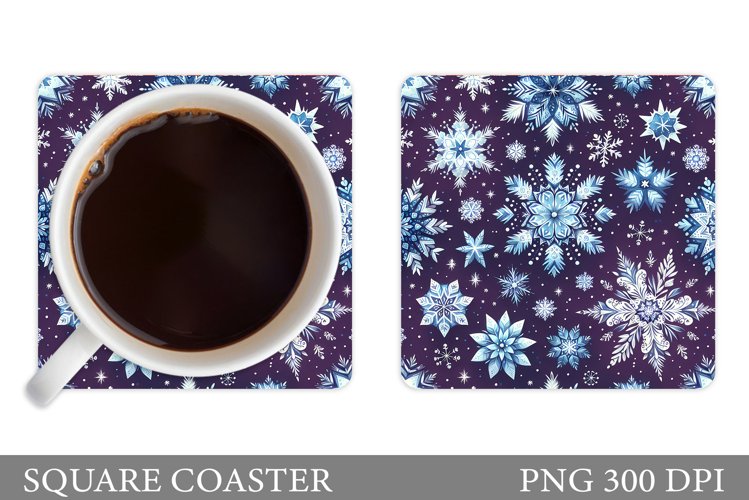 Snowflakes Coaster Sublimation. Christmas Coaster Design example image 1