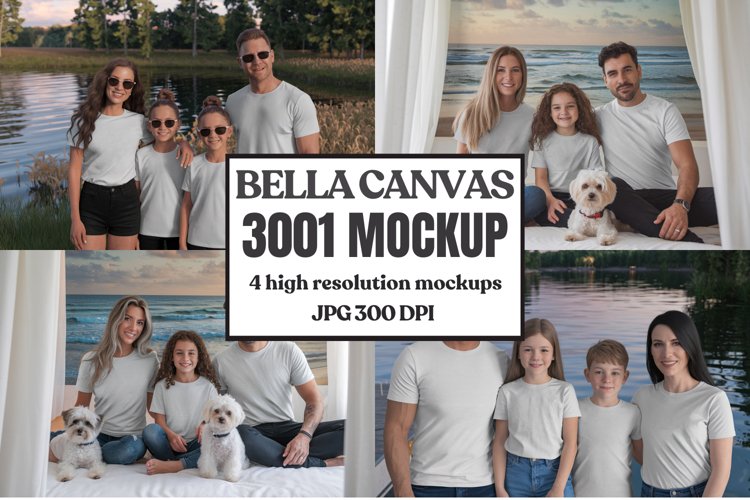 Bella Canvas 3001 Family Group Mockup