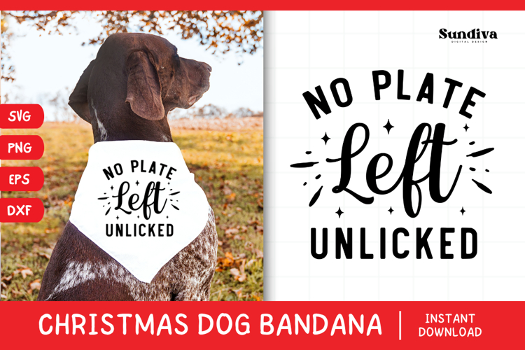 Christmas Dog Bandana Quotes SVG | No Plate Left Unlicked