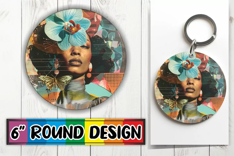 Afro Woman Round Design Artistic Abstract Sublimation PNG
