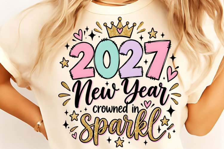 2027 New Year Crowned In Sparkle PNG, Happy New Year 2027 example image 1