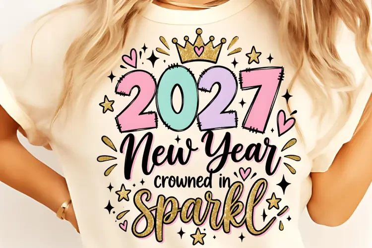 2027 New Year Crowned In Sparkle PNG, Happy New Year 2027