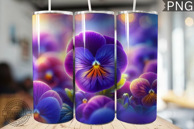 Pansy Flower Tumbler Wrap - Tumbler Design