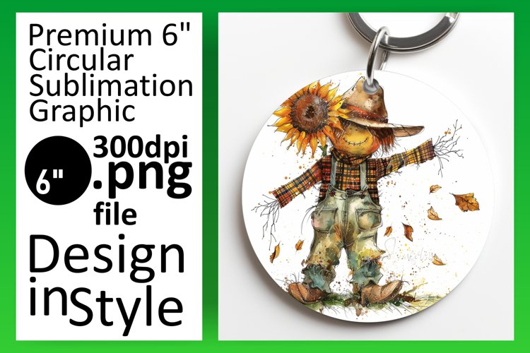 Keychain Scarecrow Round Design for Halloween