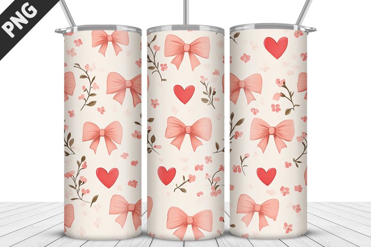 Pink Bow 20oz Tumbler Design | Valentines Day Tumbler Wrap