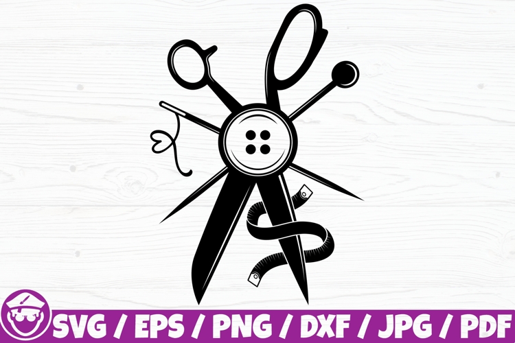 Sew Scissors Silhouette, Sewing Logo, Sewing Printable Icon