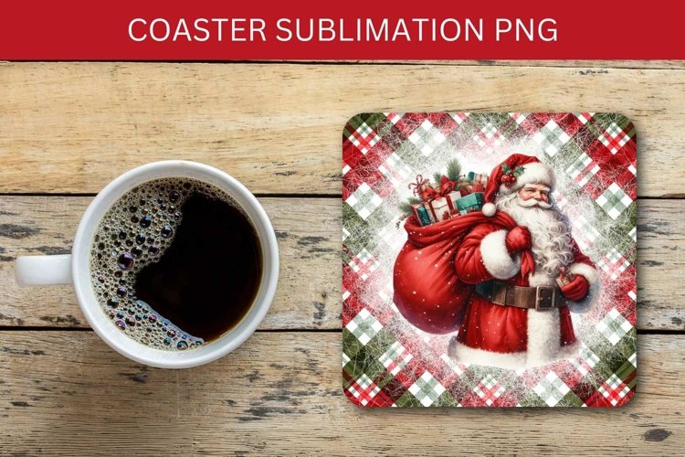 square coaster - santa claus carrying christmas gifts