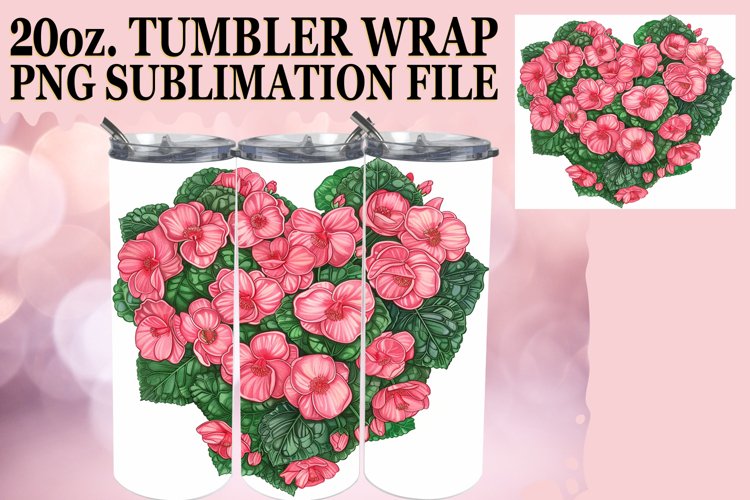Floral Heart Pattern Tumbler Wrap Sublimation 20oz