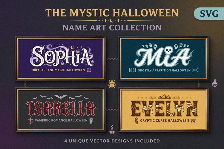 Mystic Halloween Name Art SVG Collection
