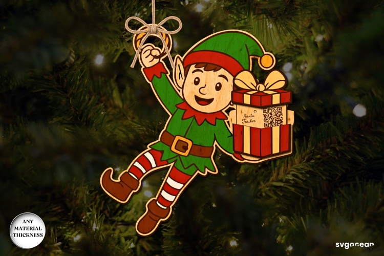 Christmas Elf Santa Tracker Ornament SVG | Laser Cut