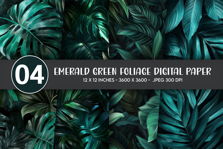 Emerald Green Foliage Digital Paper example image 1