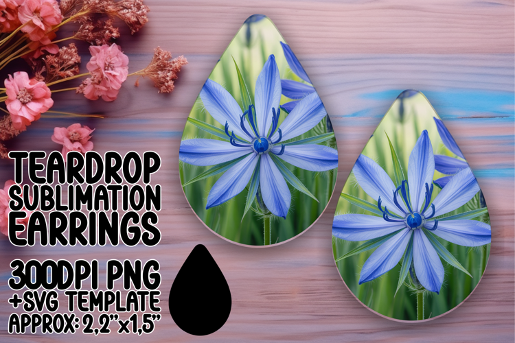 Elegant Teardrop Earrings Artwork PNG , Flowers