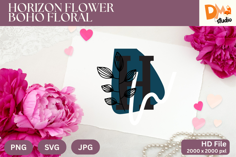 Horizon Flower Boho Floral Monogram