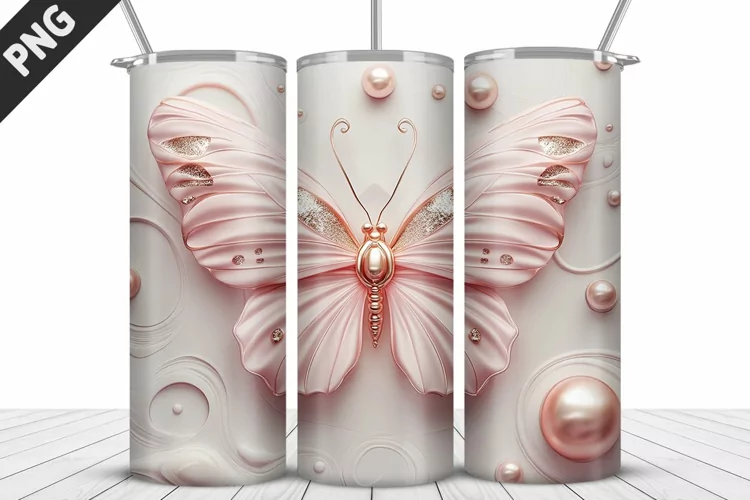 3D Butterfly 20 oz Tumbler Design| Butterfly Flower Tumbler