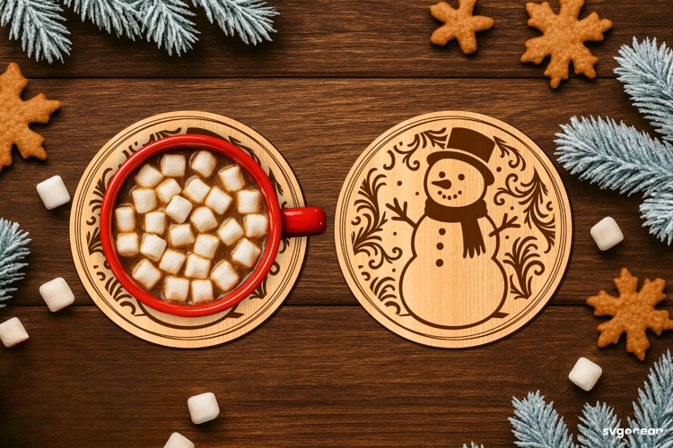 Winter Coffee Coaster Laser Cut | Drink Coaster | SVG