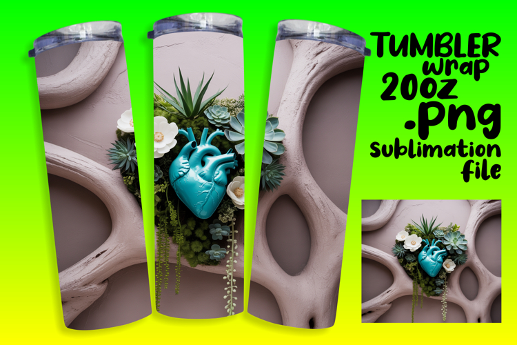 Handcrafted 20oz Tumbler Design , 3D Heart