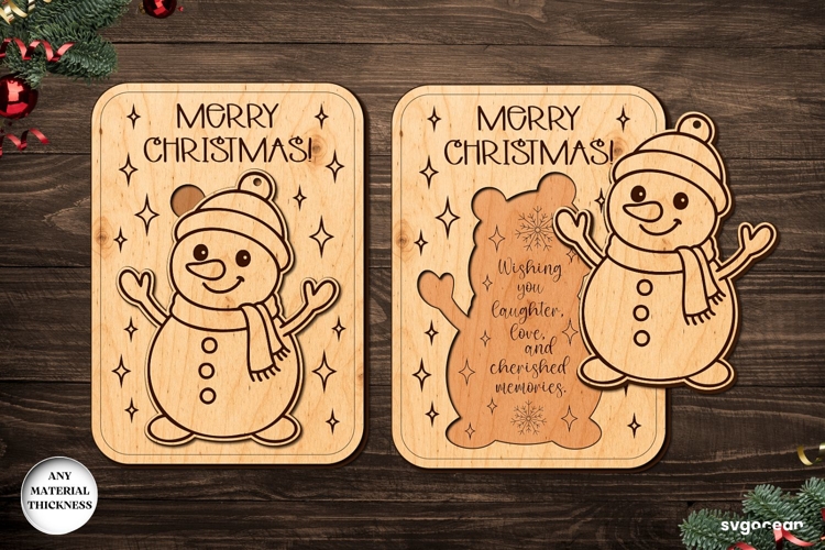 Snowman Card Ornament SVG | Laser Cut | Glowforge