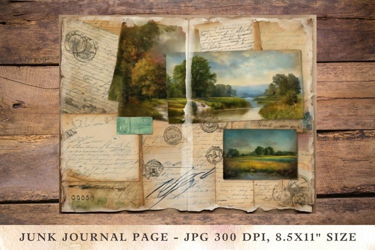 Printable Junk Journal Pages postcard landscape 9