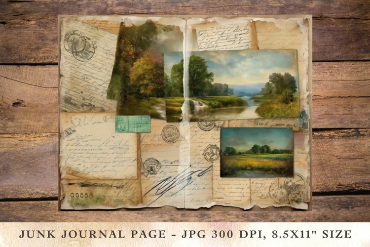 Printable Junk Journal Pages postcard landscape 9