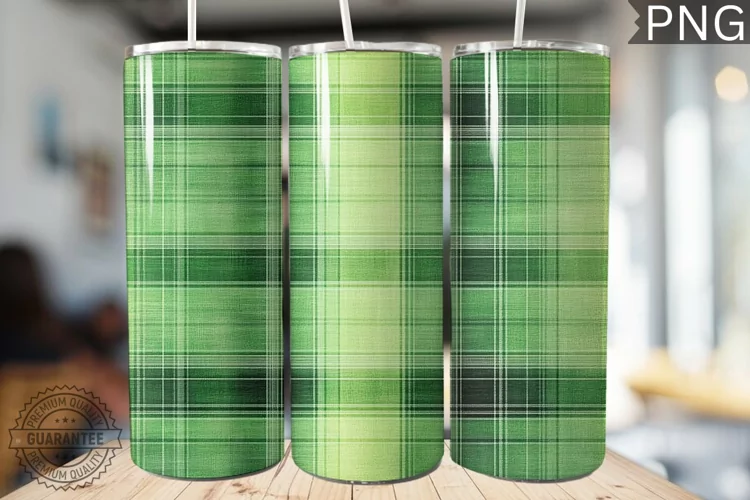 Green Plaid Tumbler Wrap - High Quality 300 Dpi