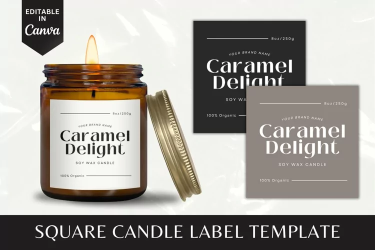 Custom Square Candle Label Canva Template - 5
