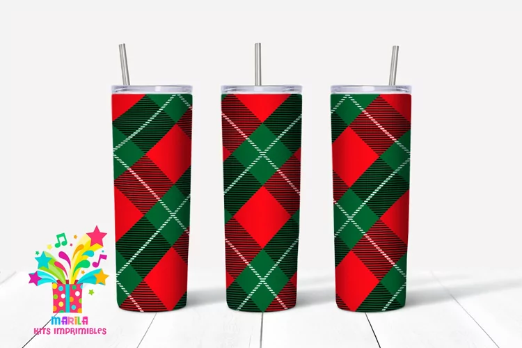 Buffalo Plaid Christmas Skinny tumbler Sublimation #1