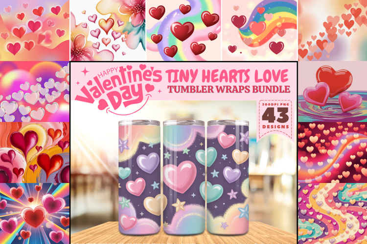 Valentine’s Day Tiny Hearts Tumbler Wrap PNG Big Bundle