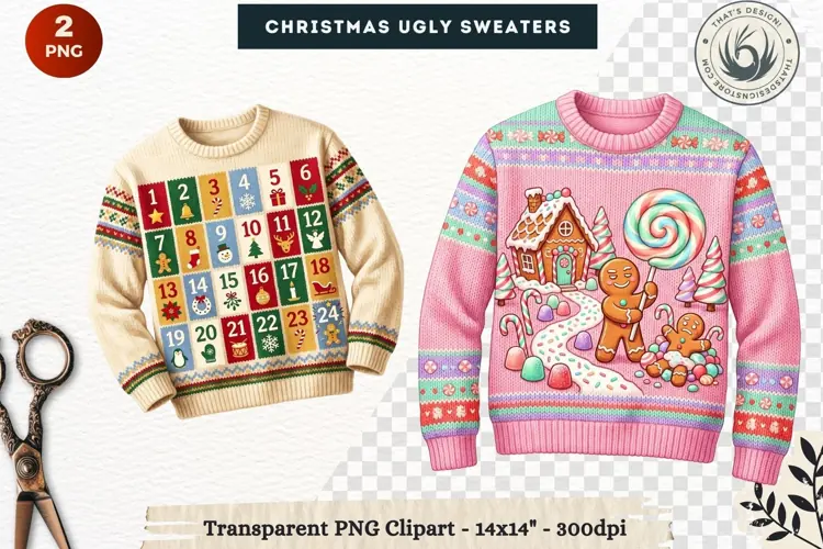 Christmas Ugly Sweaters Clipart Holiday Winter Sweater PNG